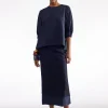 JUPE MIDI EN LIN-VISCOSE