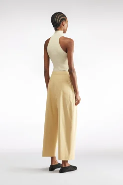 PANTALON CROP EN GABARDINE DE LAINE