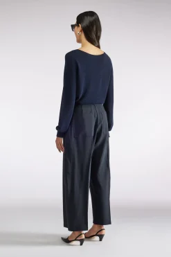 PANTALON CROP EN TOILE DE LAINE