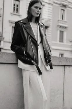 VESTE BIKER EN VÃRITABLE CUIR